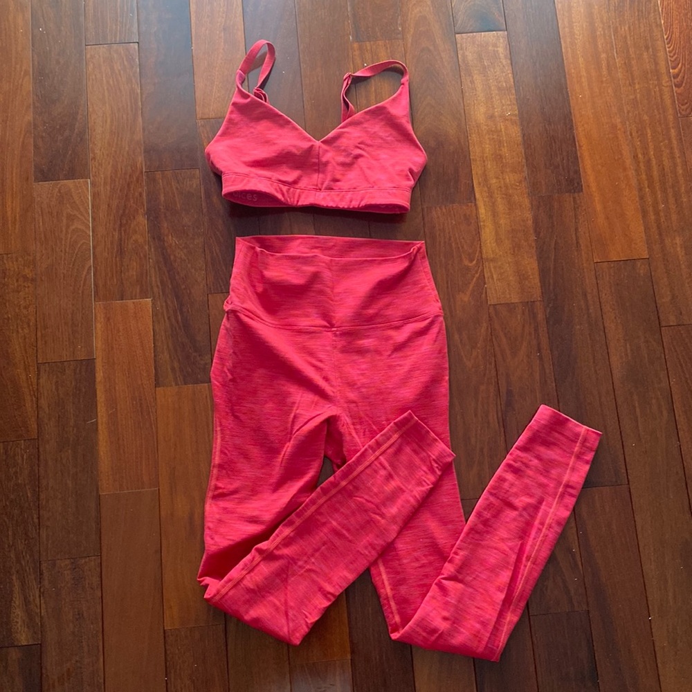 Outdoor Voices pink workout set
